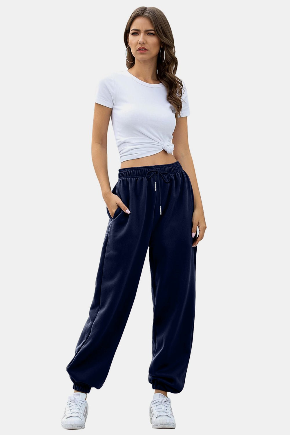 Elastic Waist Joggers with Pockets