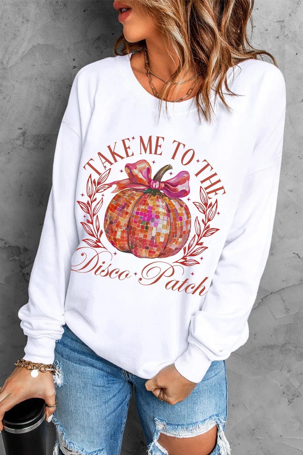 Graphic Round Neck Long Sleeve Sweatshirt