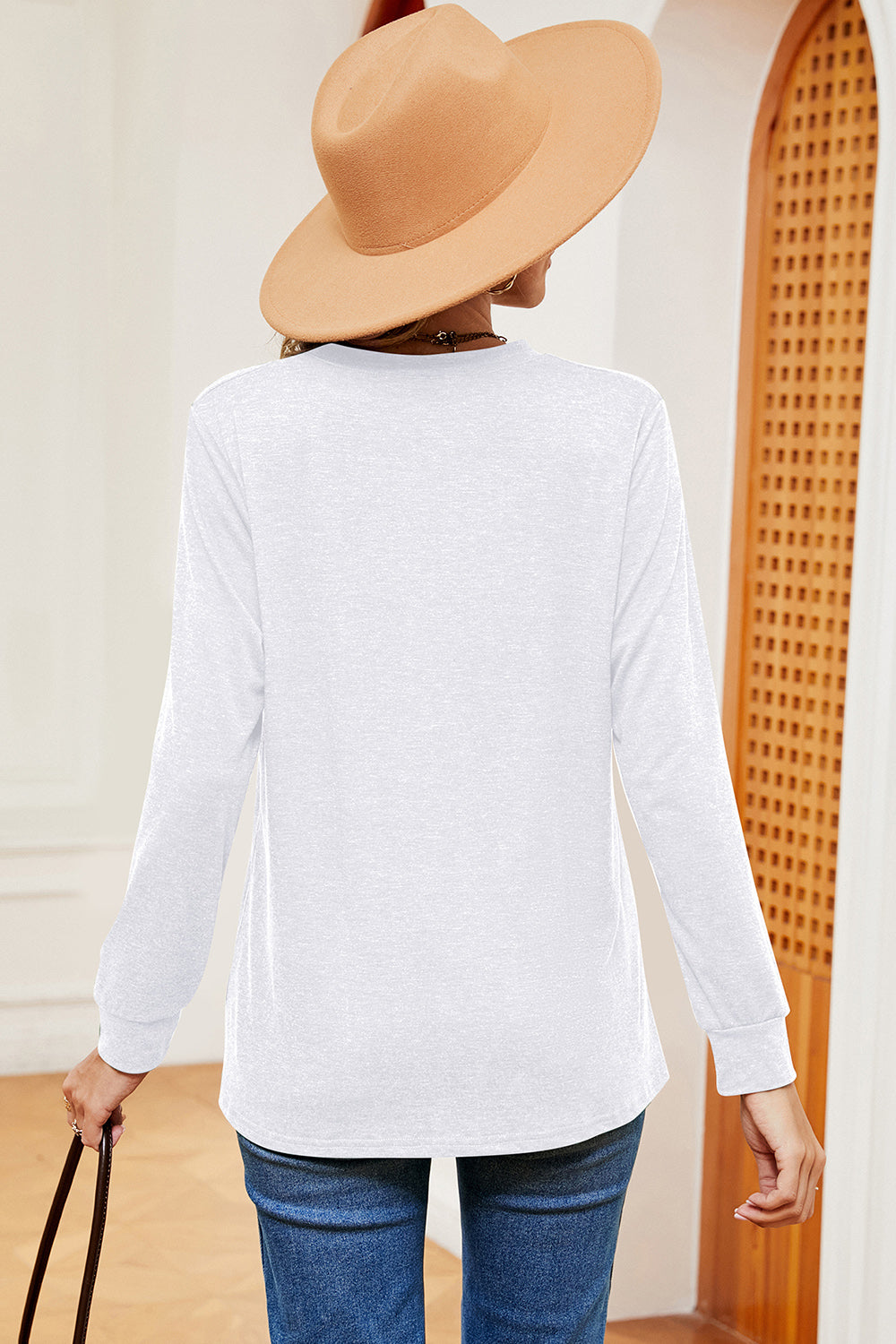 Notched Long Sleeve T-Shirt