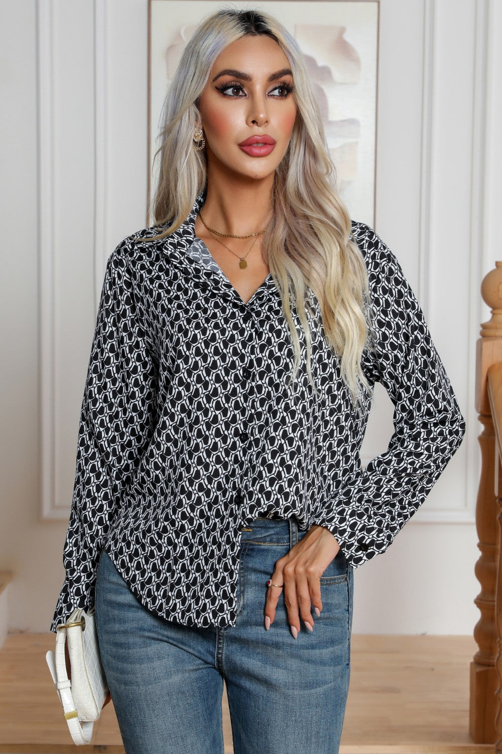 Printed Buttoned Long Sleeve Shirt