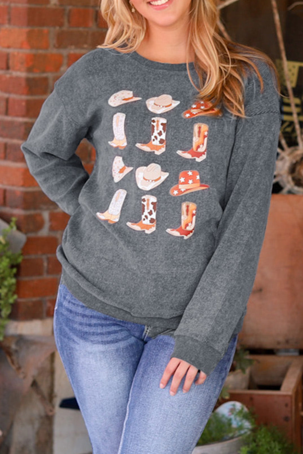 Cowboy Hat &amp; Boot Graphic Sweatshirt