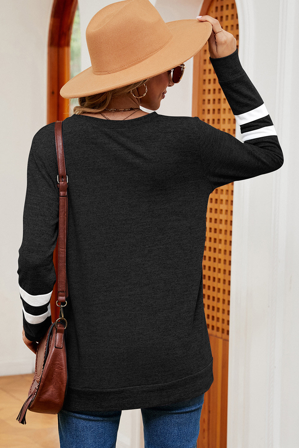 Striped V-Neck Long Sleeve T-Shirt