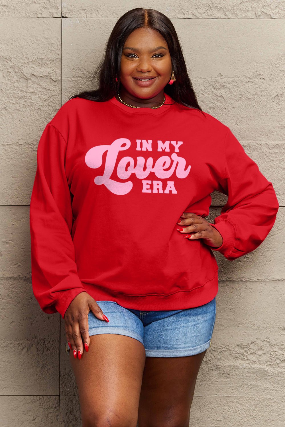 Simply Love Full Size IN MY LOVER ERA Round Neck Sweatshirt