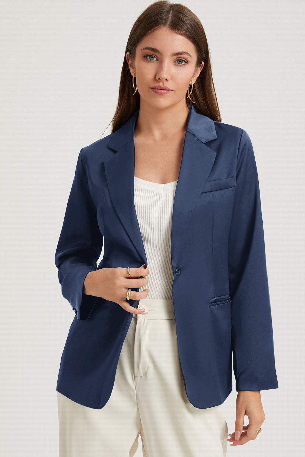 Long Sleeve Lapel Collar Blazer