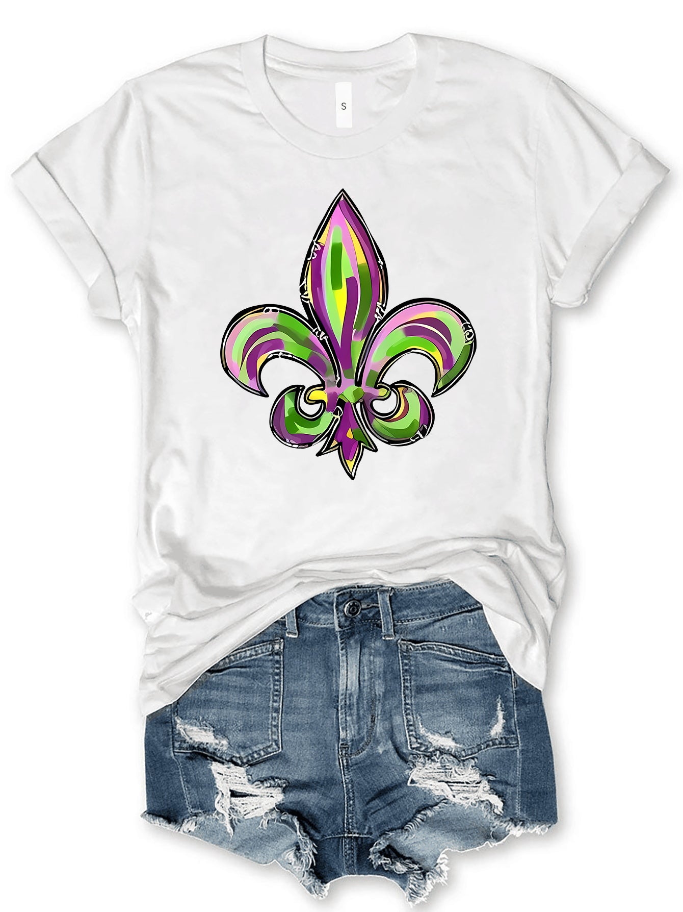 Mardi Gras Graphic Round Neck Short Sleeve T-Shirt