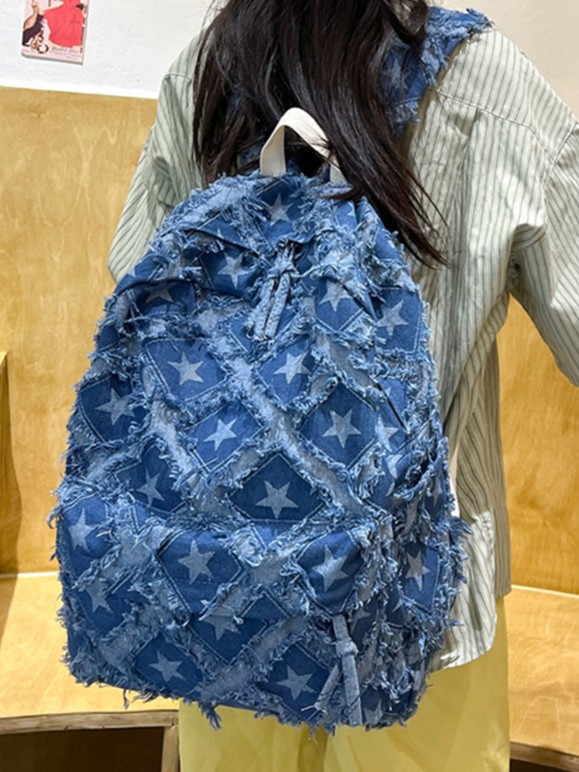 Star Denim Backpack Bag