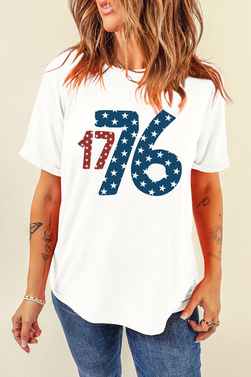 1776 Round Neck Short Sleeve T-Shirt | Trending Chic NZ