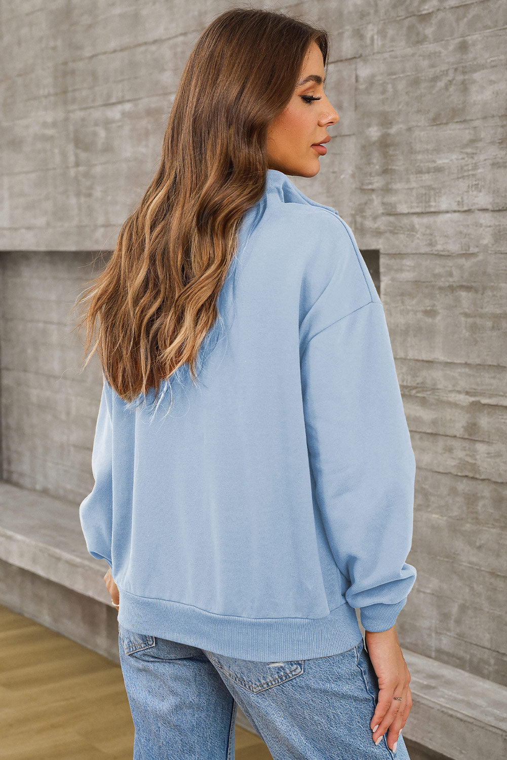 Quarter Zip Dropped Shoulder Sweatshirt