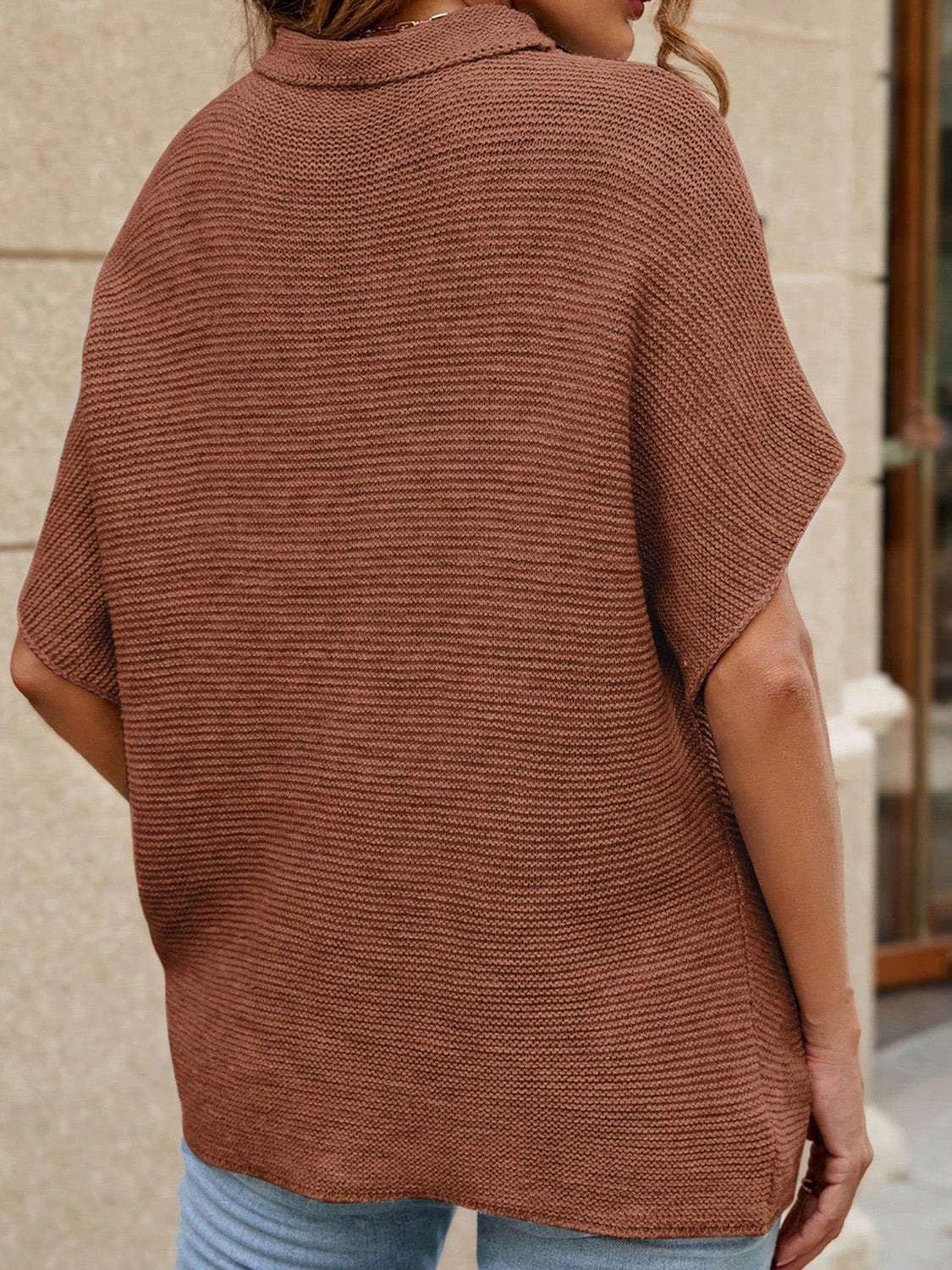 Mock Neck Short Sleeve Sweater