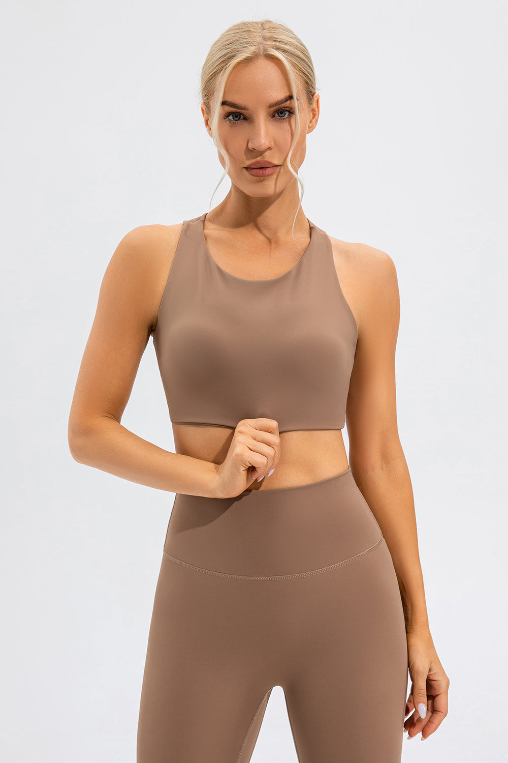 Round Neck Cutout Cropped Active Tank