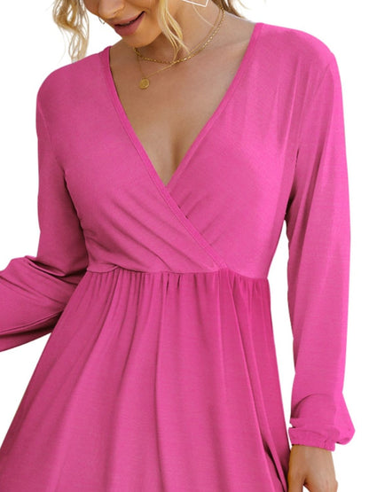 FAM-FAM Surplice Long Sleeve Mini Dress