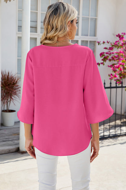 V-Neck Three-Quarter Sleeve Top