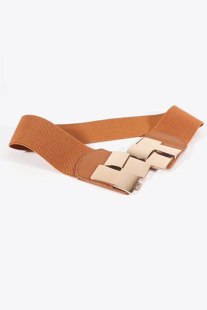 Geometric Buckle Elastic Wide Belt