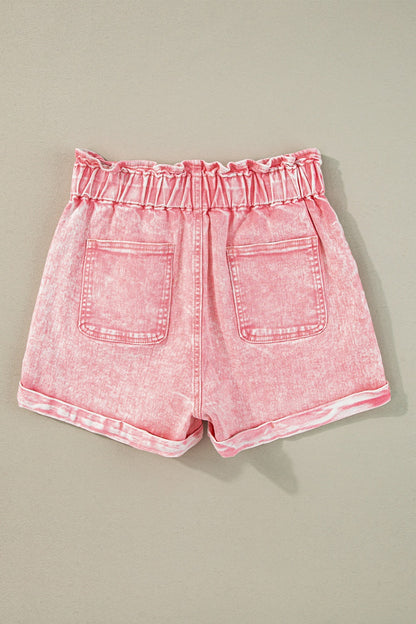 Paperbag Waist Denim Shorts