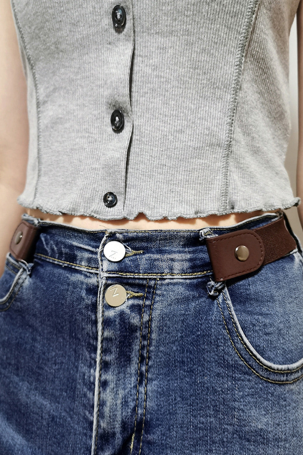 PU Elastic Snap Closure Belt