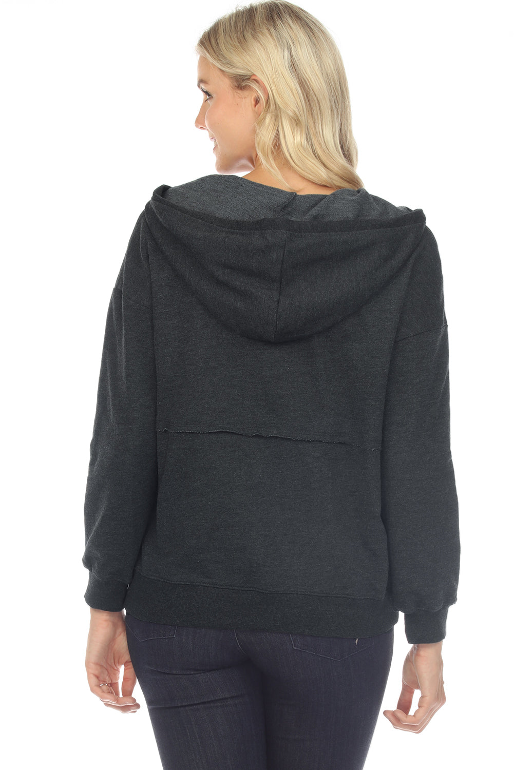 Drawstring Half Zip Dropped Shoulder Hoodie