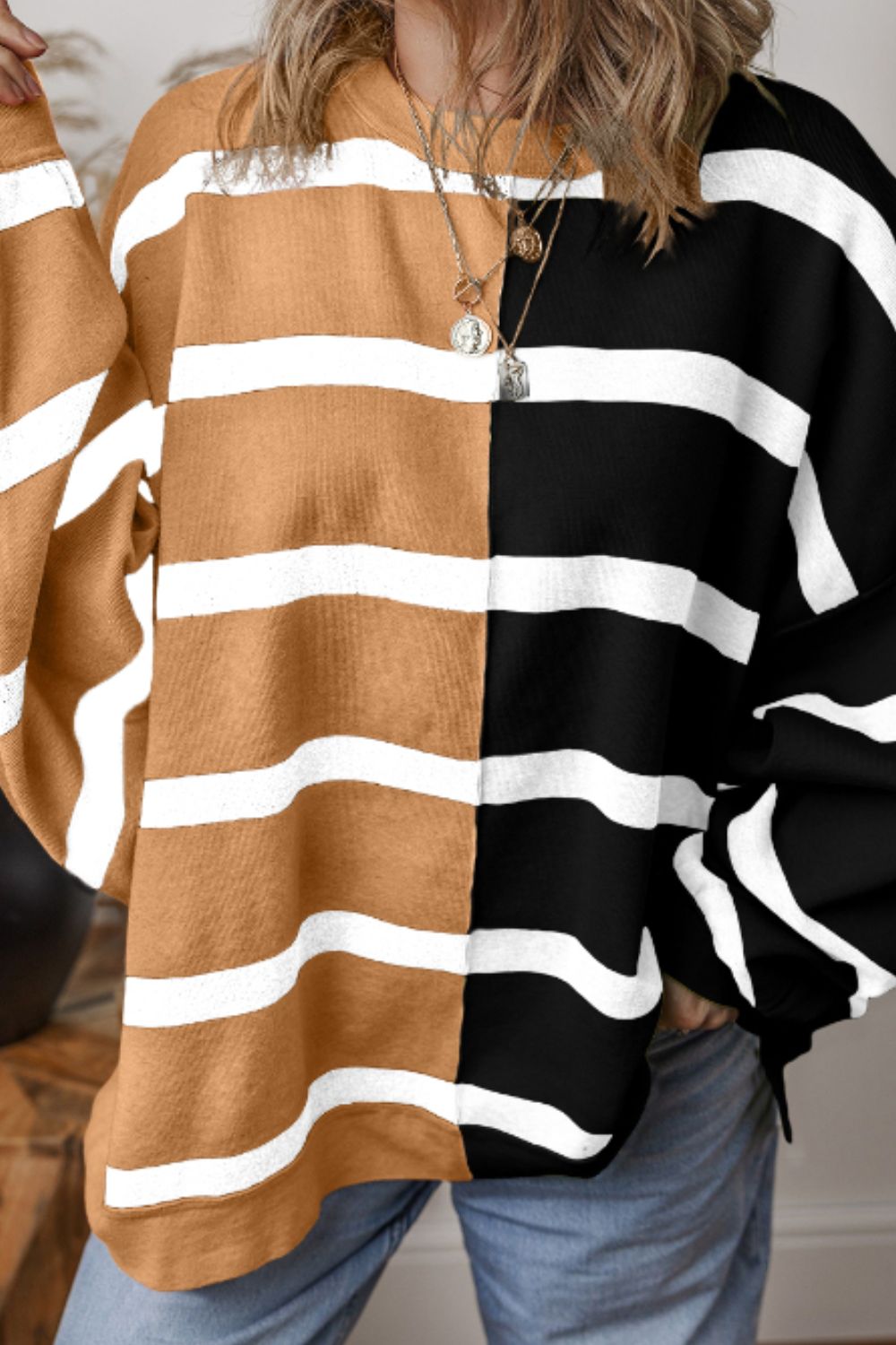 Contrast Striped Long Sleeve Sweatshirt