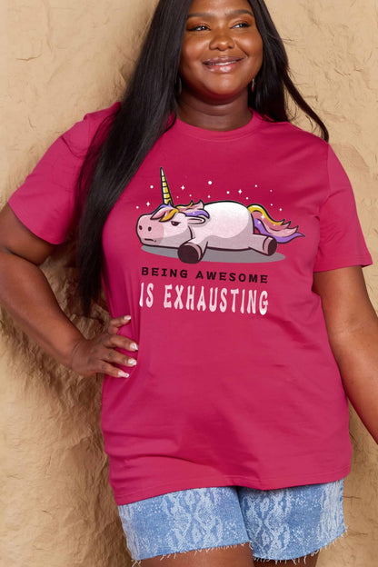 Simply Love Full Size BEING AWESOME IS EXHAUSTING Graphic Cotton Tee