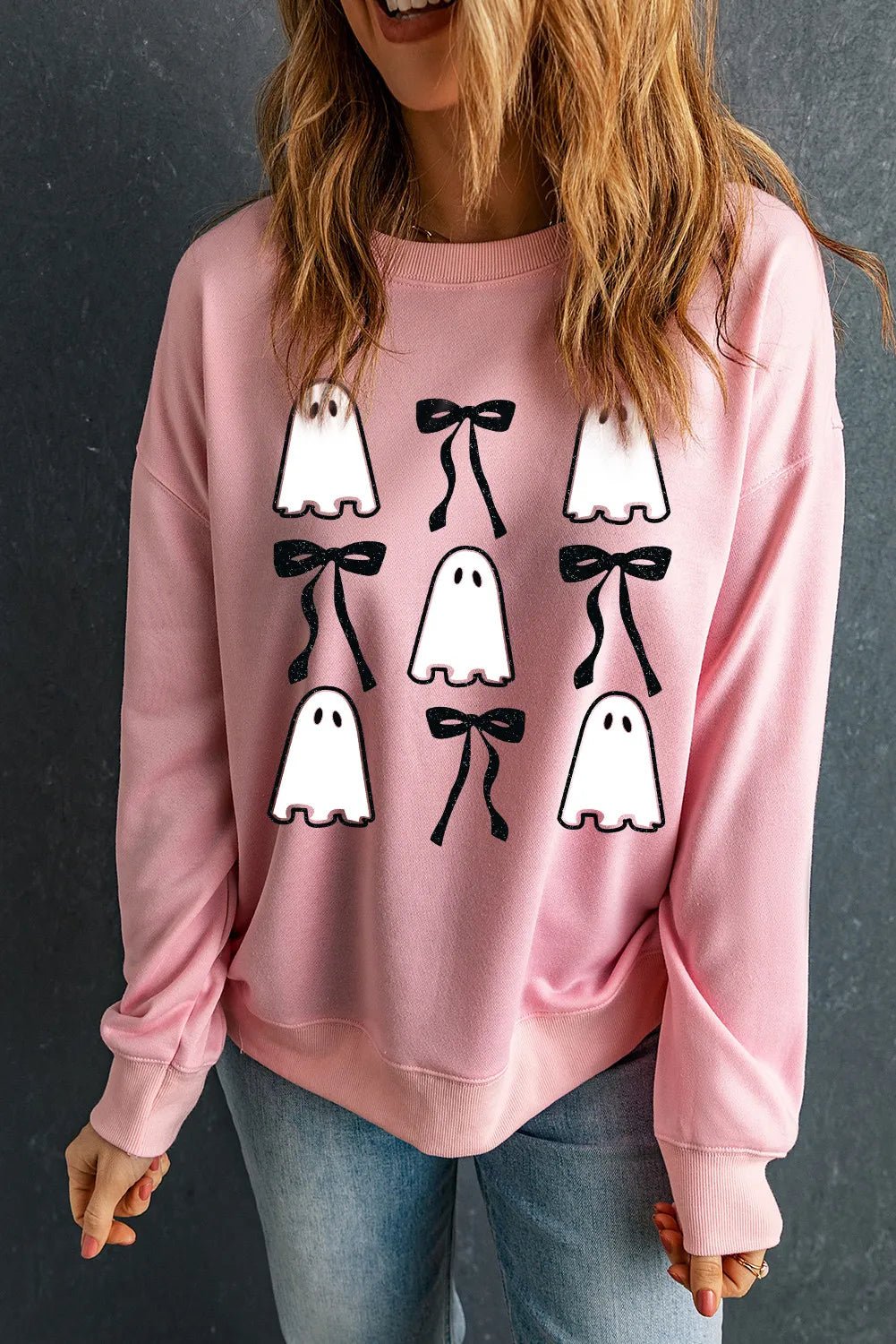 Ghost &amp; Bow Round Neck Long Sleeve Sweatshirt