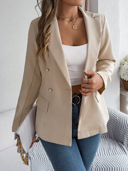 Decorative Pocket Flap Lapel Collar Long Sleeve Blazer