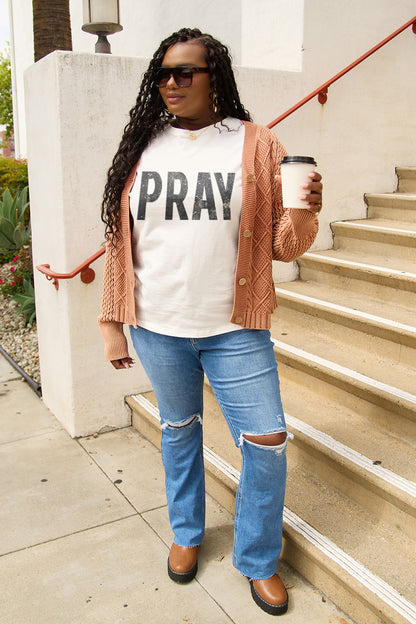 Simply Love Full Size PRAY Round Neck T-Shirt