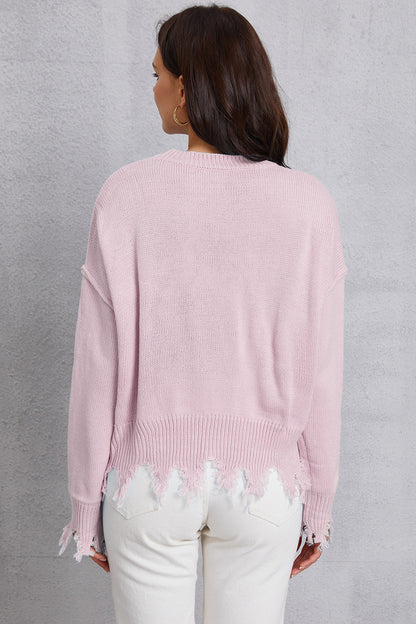 Lip Fringe Round Neck Sweater