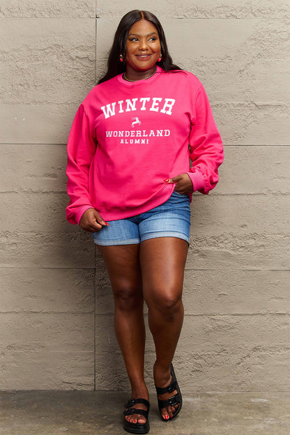 Simply Love Full Size WINTER WONDERLAND ALUMNI Graphic Long Sleeve Sweatshirt