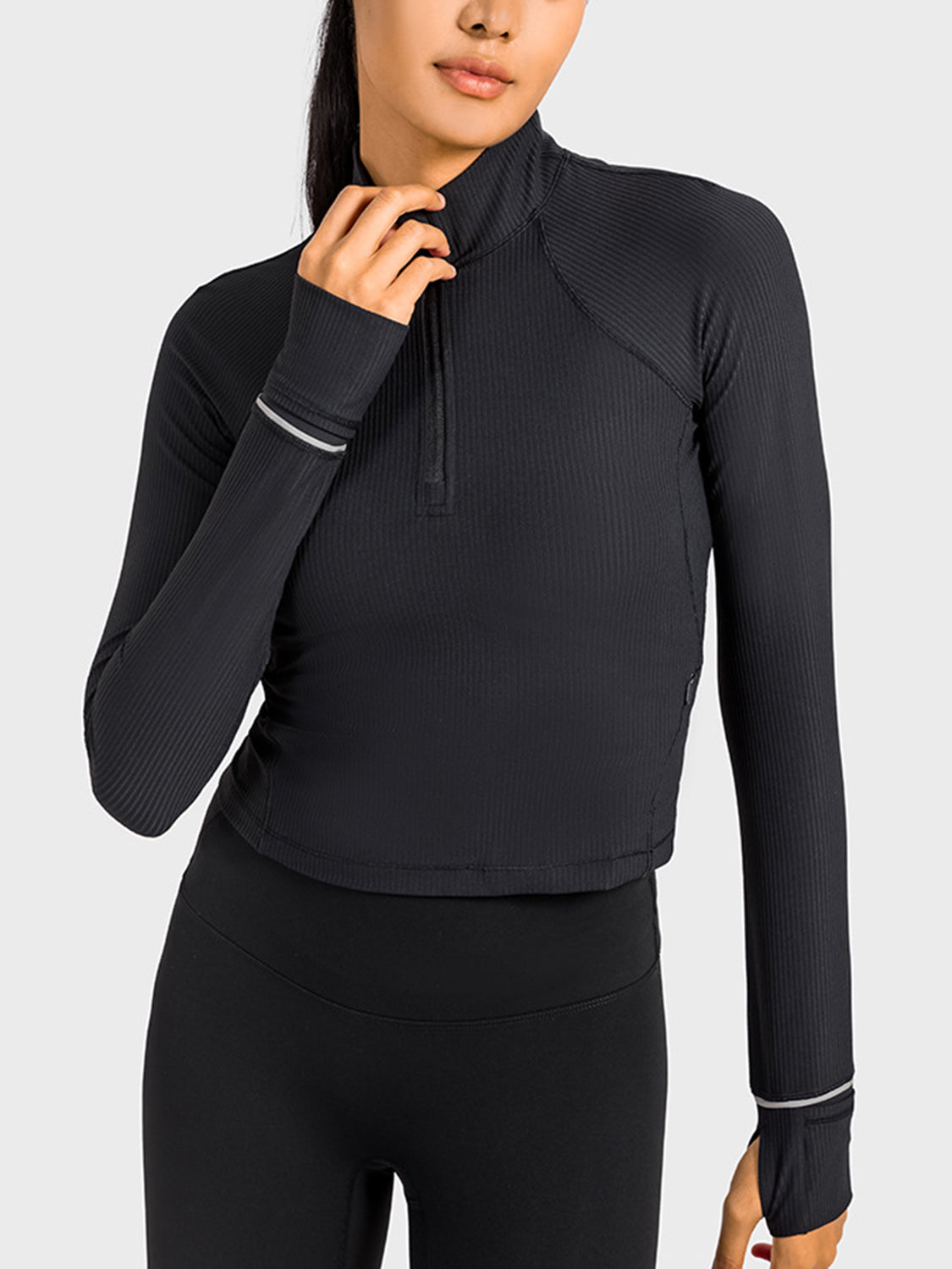 Millennia Mock Neck Half Zip Long Sleeve Sport Top