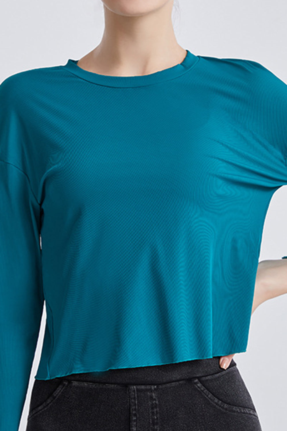 Round Neck Dropped Shoulder Active T-Shirt