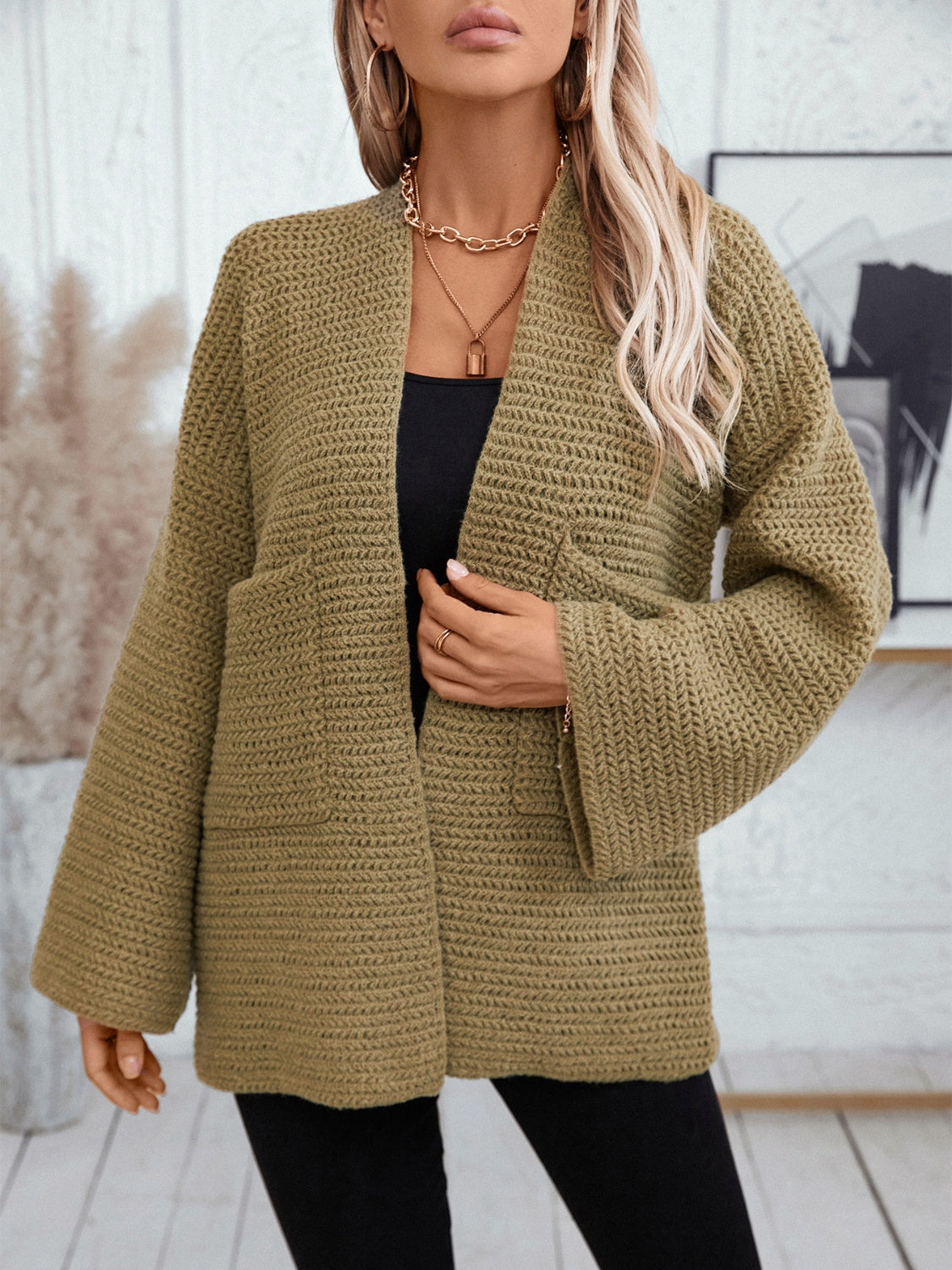 Open Front Long Sleeve Cardigan