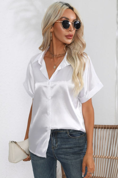 Collared Neck Short Sleeve Shirt