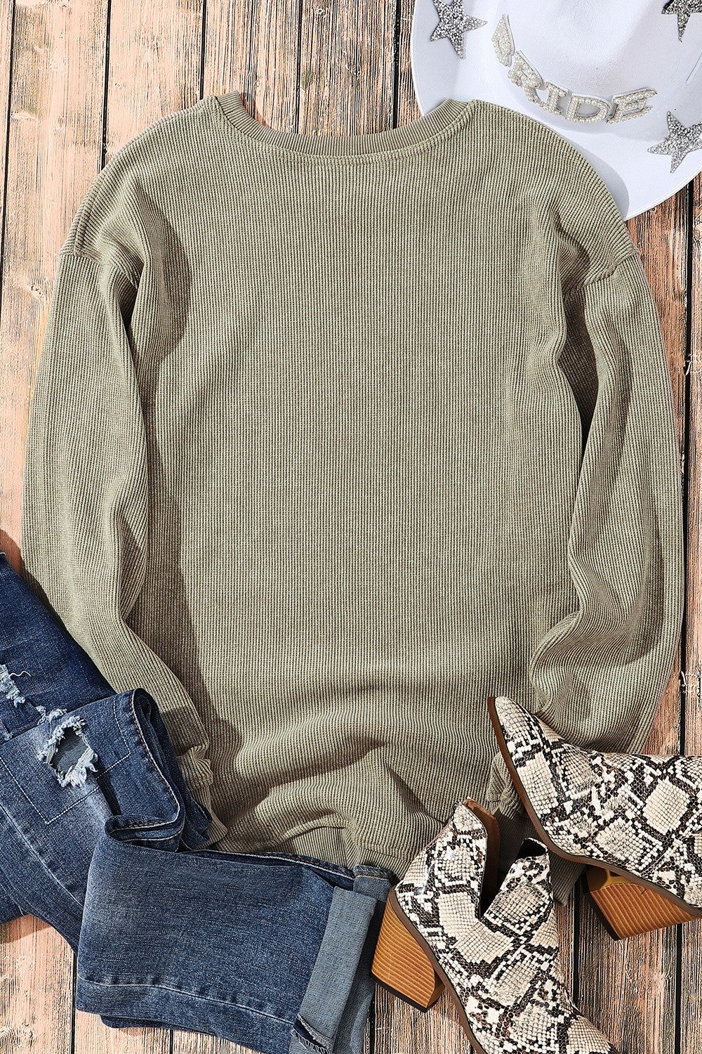 Sequin Round Neck Dropped Shoulder Sweatshirt