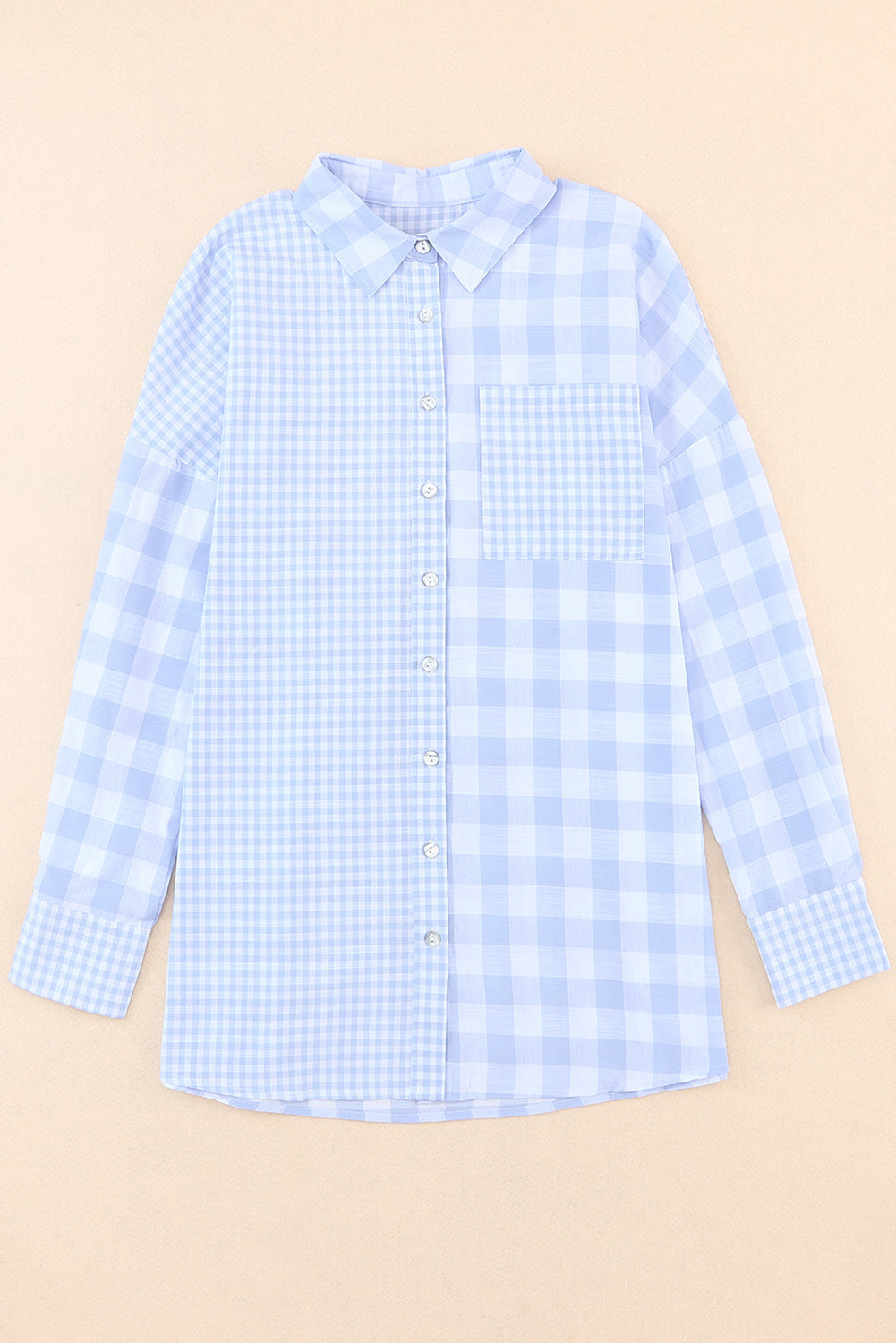 Pocketed Plaid Dropped Shoulder Shirt