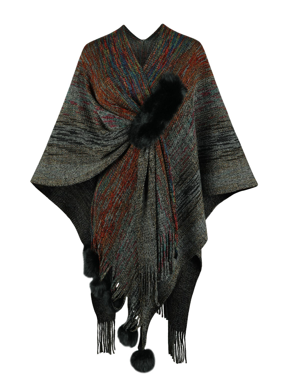 Heathered Fringe Hem Poncho