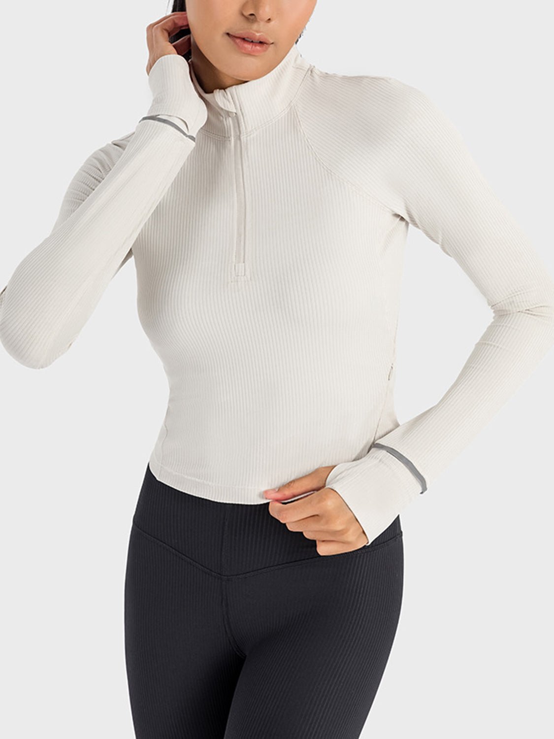 Millennia Mock Neck Half Zip Long Sleeve Sport Top