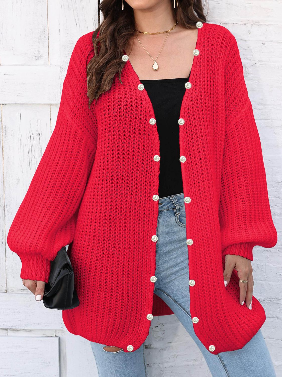 Open Front Long Sleeve Cardigan