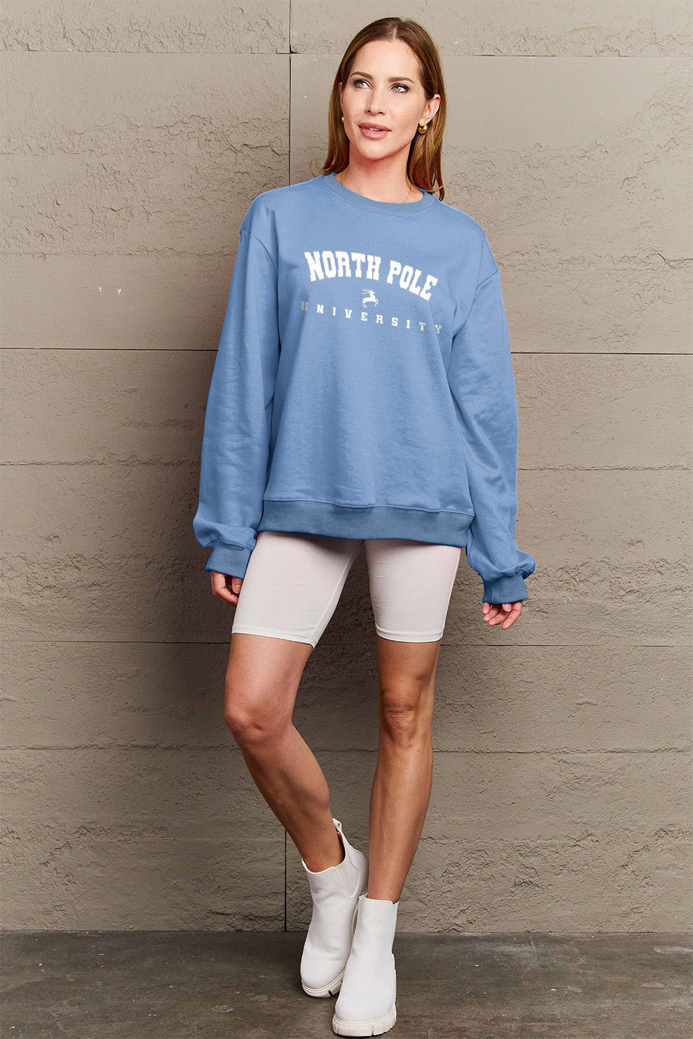 Simply Love Full Size NORTH POLE UNIVERSITY Graphic Sweatshirt