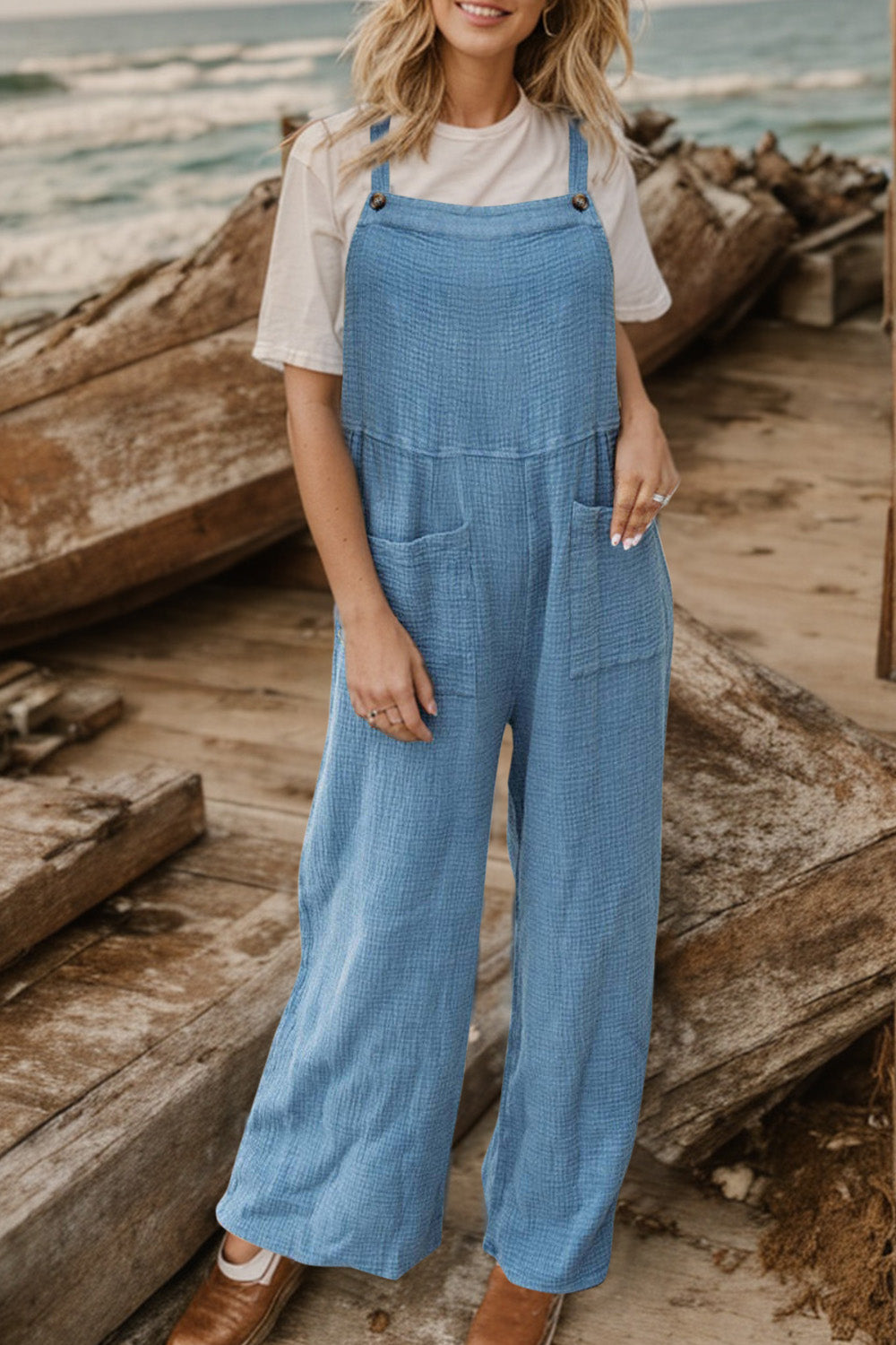 Full Size Wide Leg Front Pocket Jumpsuit