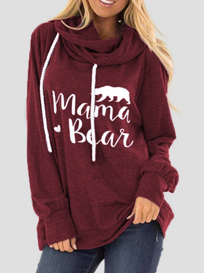 Drawstring Letter Graphic Long Sleeve Hoodie