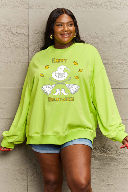 Simply Love Full Size HAPPY HALLOWEEN Graphic Sweatshirt