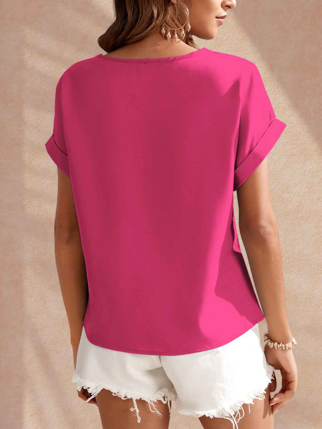 FAM-FAM Round Neck Short Sleeve Blouse