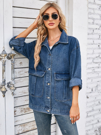 Button Up Long Sleeve Denim Jacket