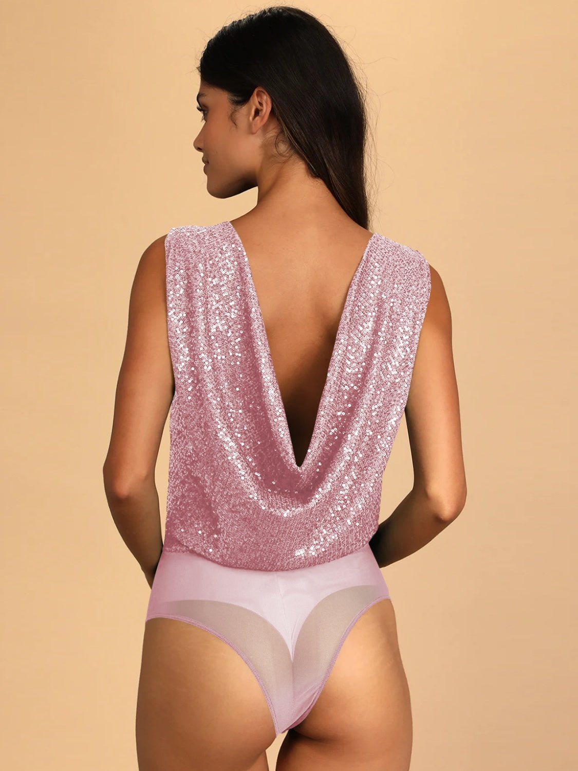 Sequin Surplice Sleeveless Bodysuit