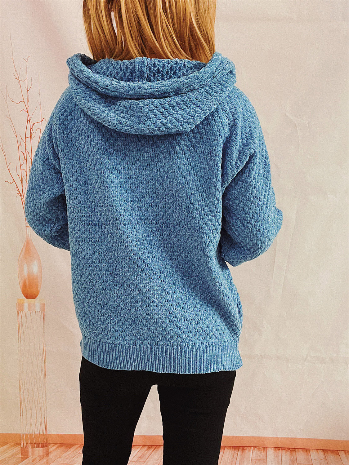 Drawstring Long Sleeve  Hooded Sweater