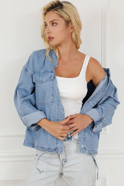 Snap Down Long Sleeve Denim Top