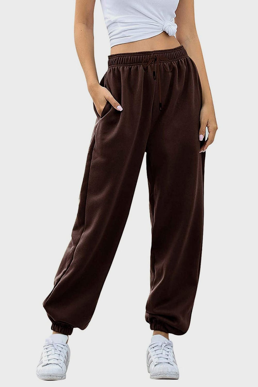 Elastic Waist Joggers with Pockets