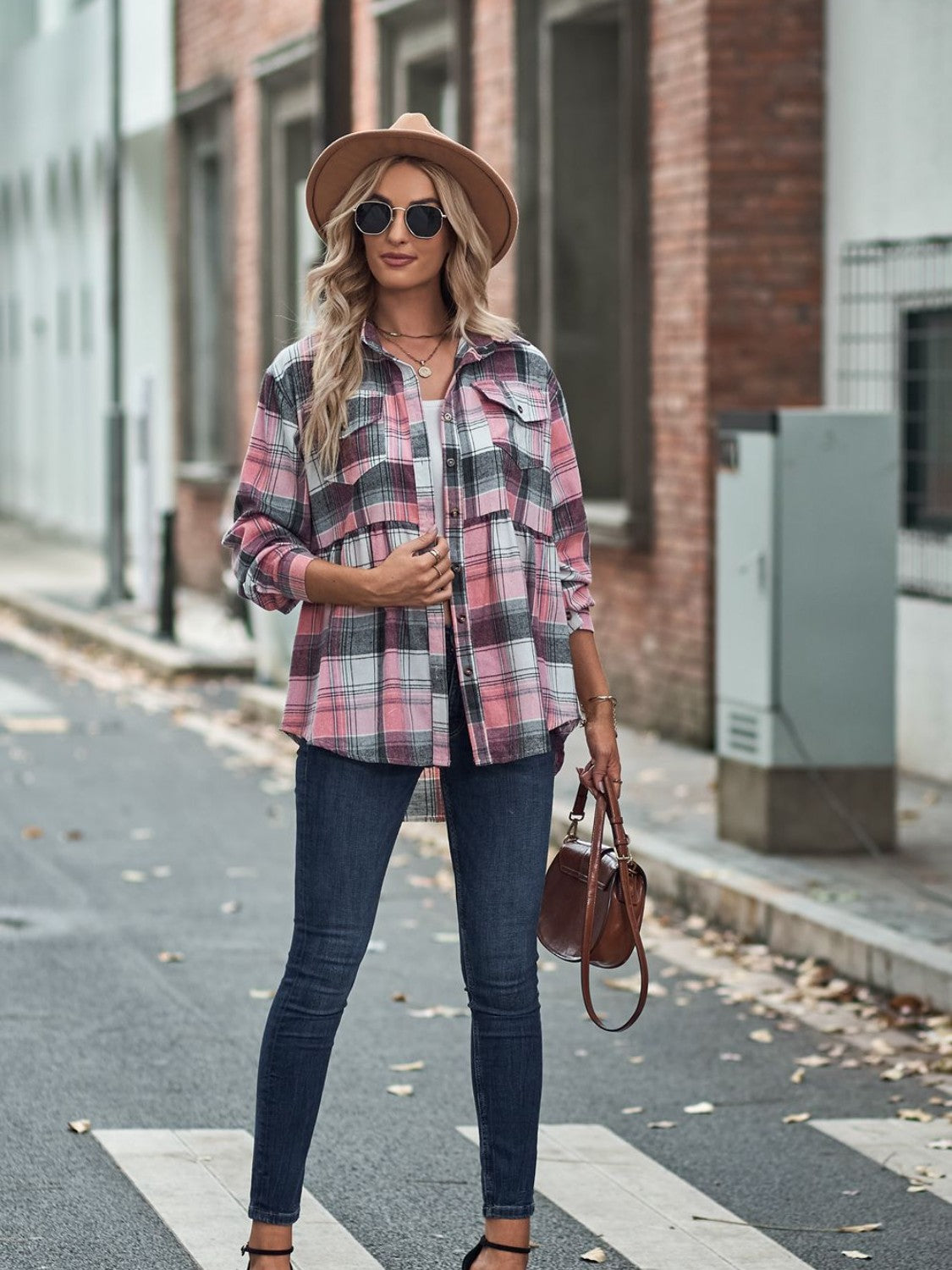 Plaid Button Up Dropped Shoulder Shirt