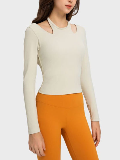 Millennia Halter Neck Long Sleeve Sporty Top