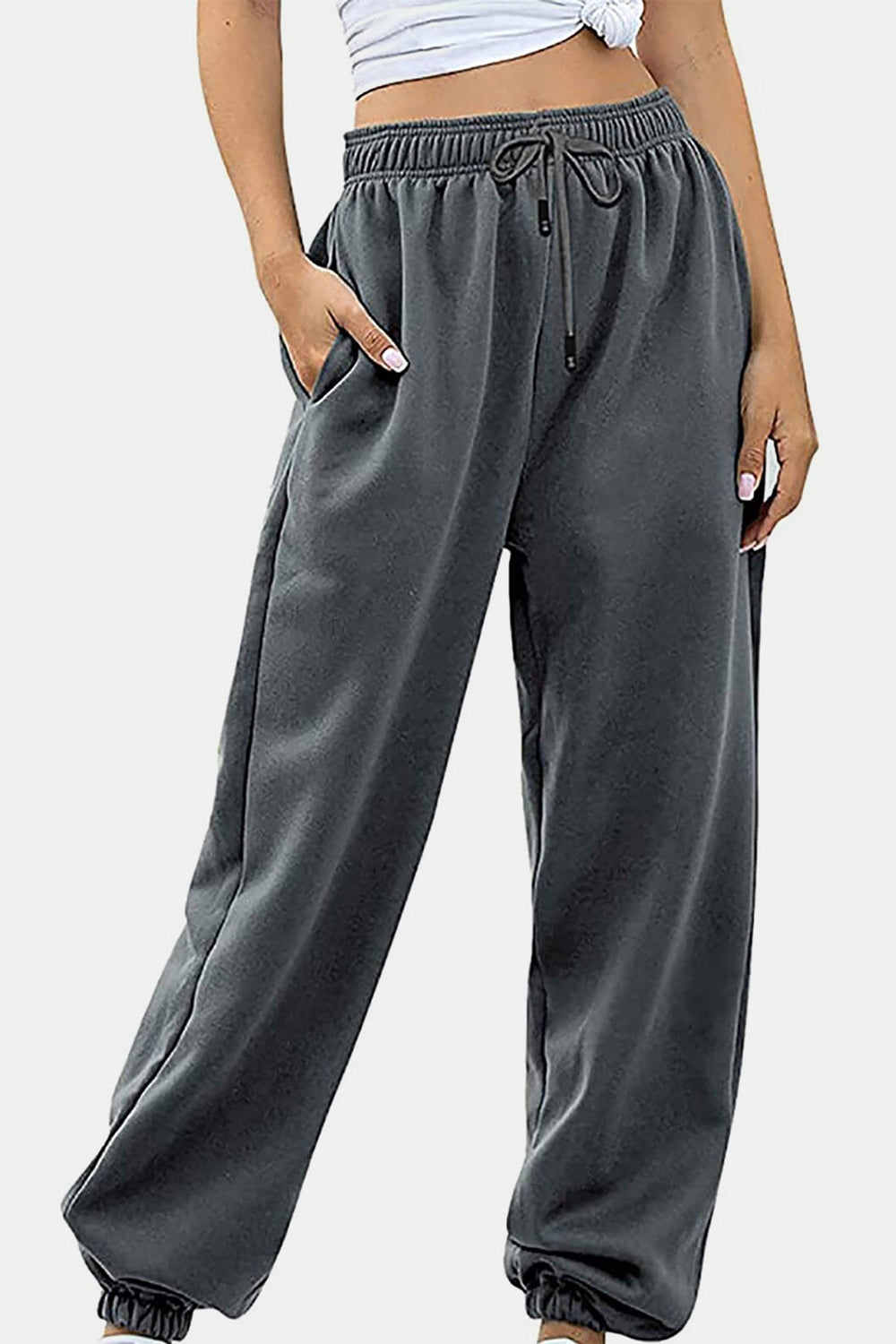 Elastic Waist Joggers with Pockets