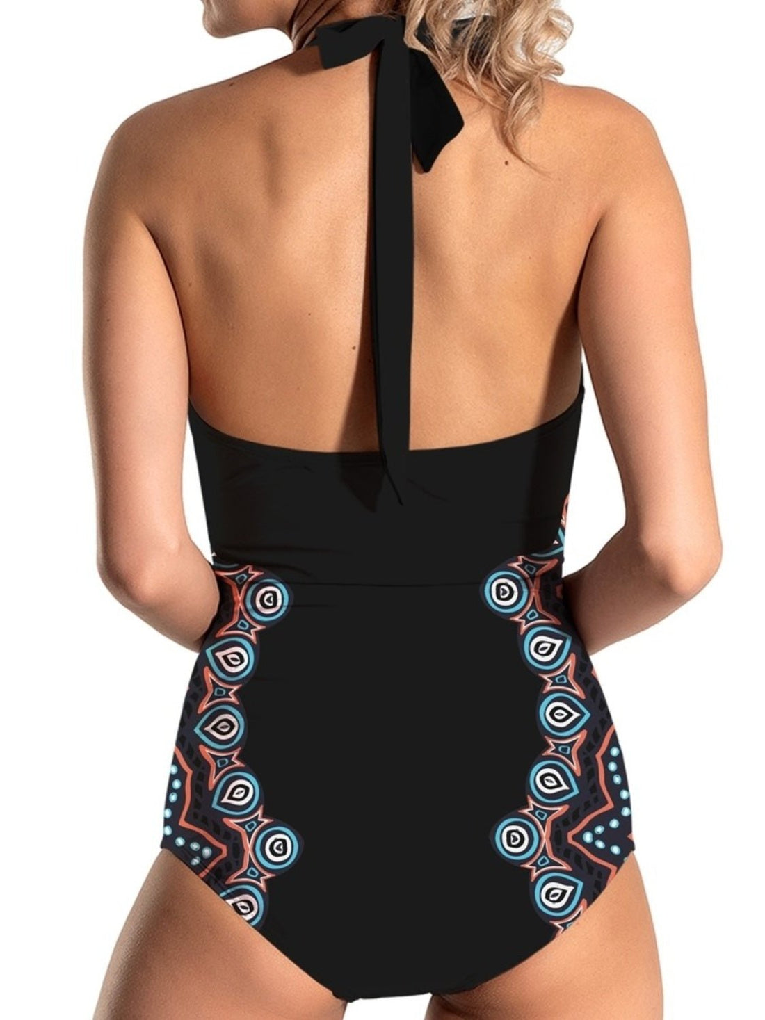 FAM-FAM Cutout Printed Halter Neck One-Piece Swimwear